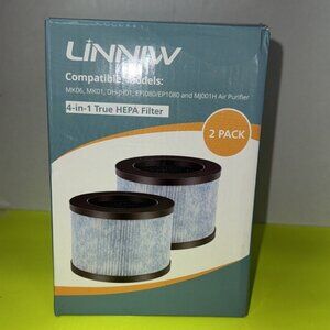 LINNIW 2 Pack 4 In 1 True HEPA filters for MK06,MK01,DHJ01,EPI080,EP1080,MJ001H